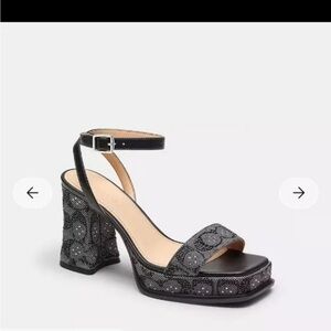 Coach Black and Silver Patterned Heels